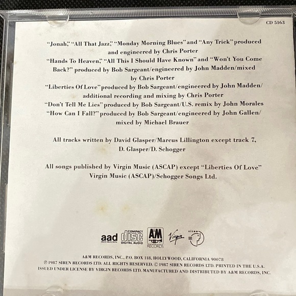 Vintage Breathe - “All That Jazz”- 1987- CD used - Picture 3 of 4